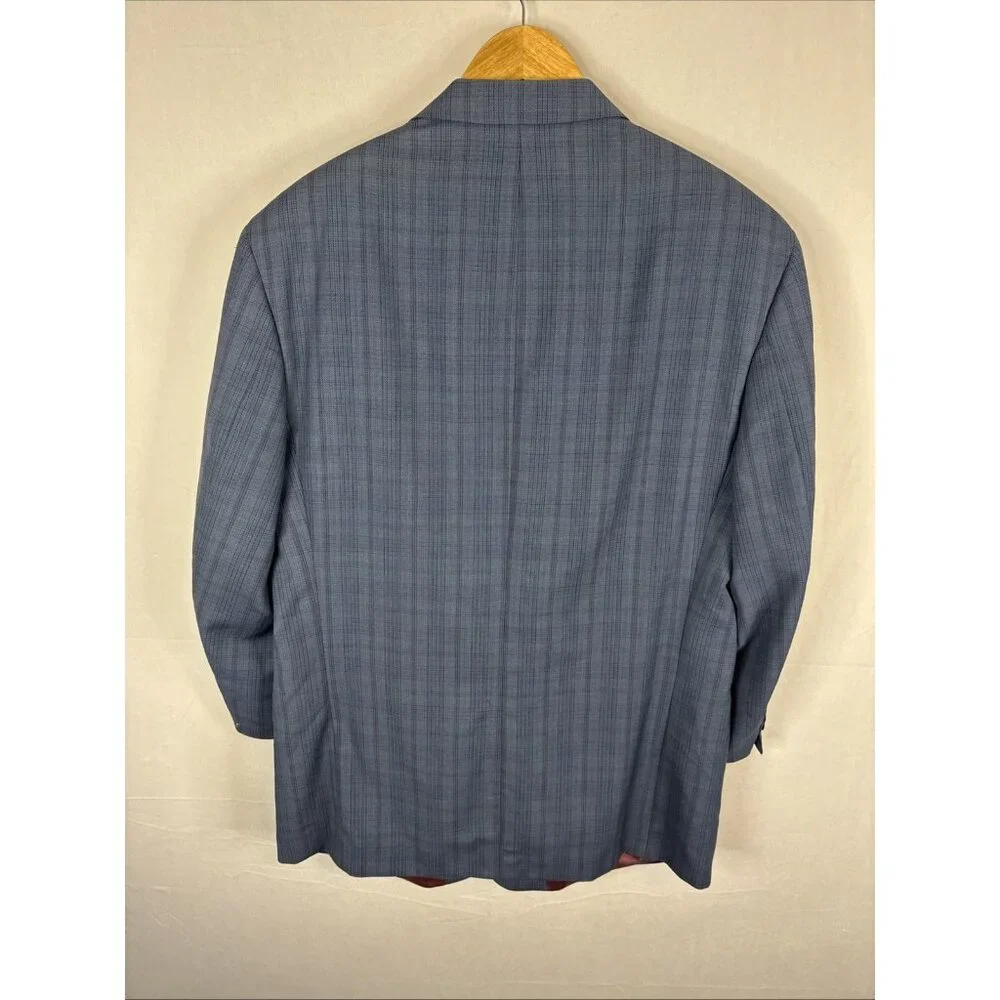 Brothers Beilla Italian Wool Silk Blazer Blue Plaid 44S Tessuto Italiano‎